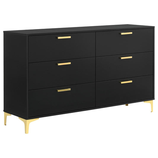 Kendall Black/Gold 6-Drawer Dresser - 224453 - Luna Furniture - Dallas Store