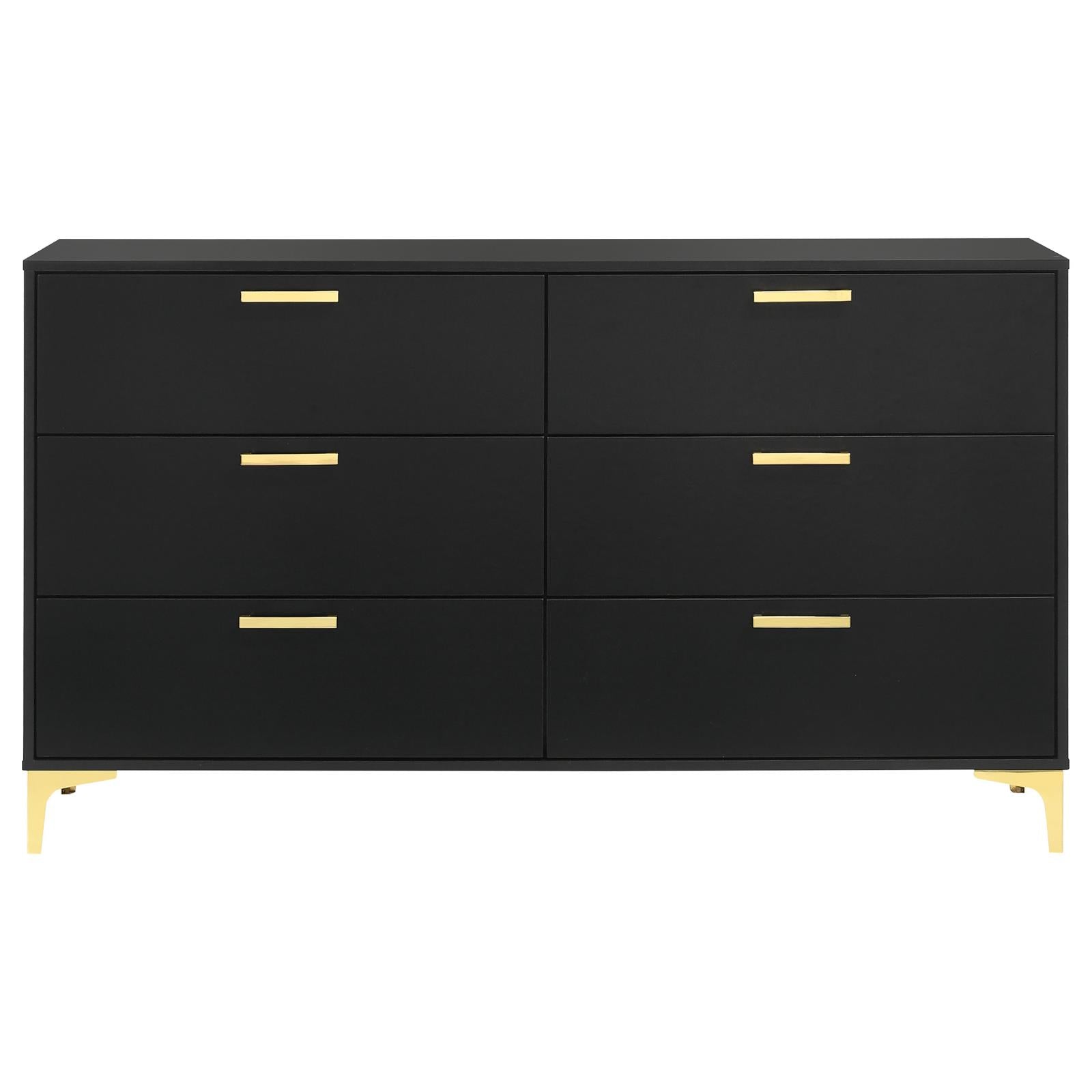 Kendall Black/Gold 6-Drawer Dresser - 224453 - Luna Furniture - Dallas Store