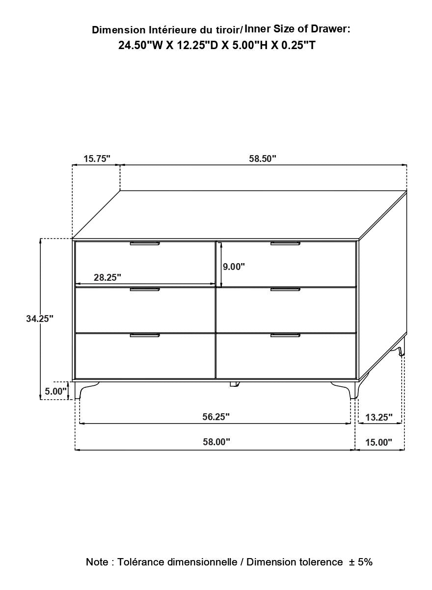 Kendall Black/Gold 6-Drawer Dresser - 224453 - Luna Furniture - Dallas Store