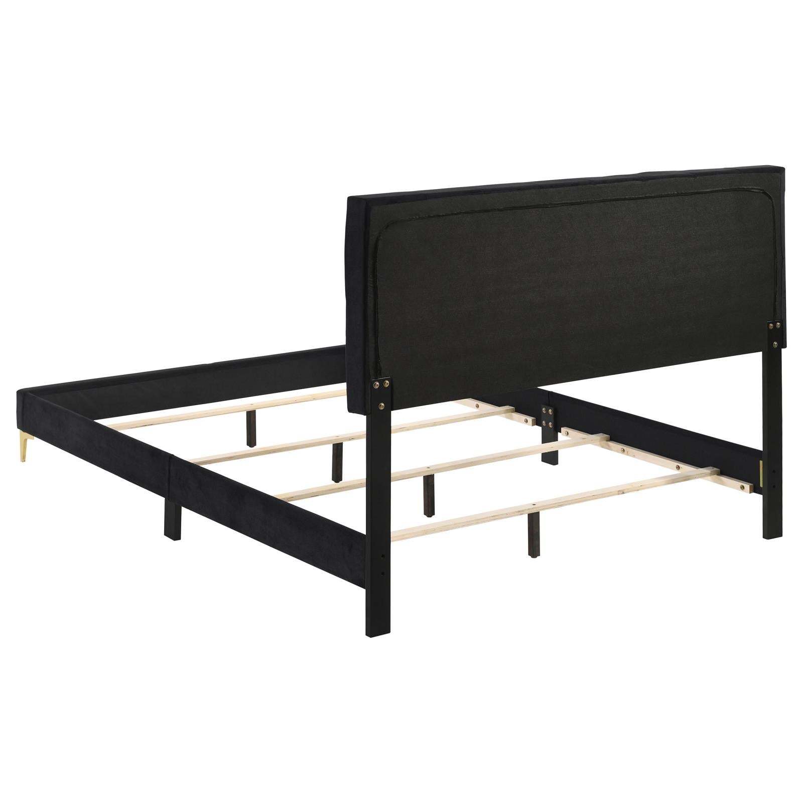 Kendall Tufted Panel Eastern King Bed Black/Gold - 224451KE - Luna Furniture - Dallas Store