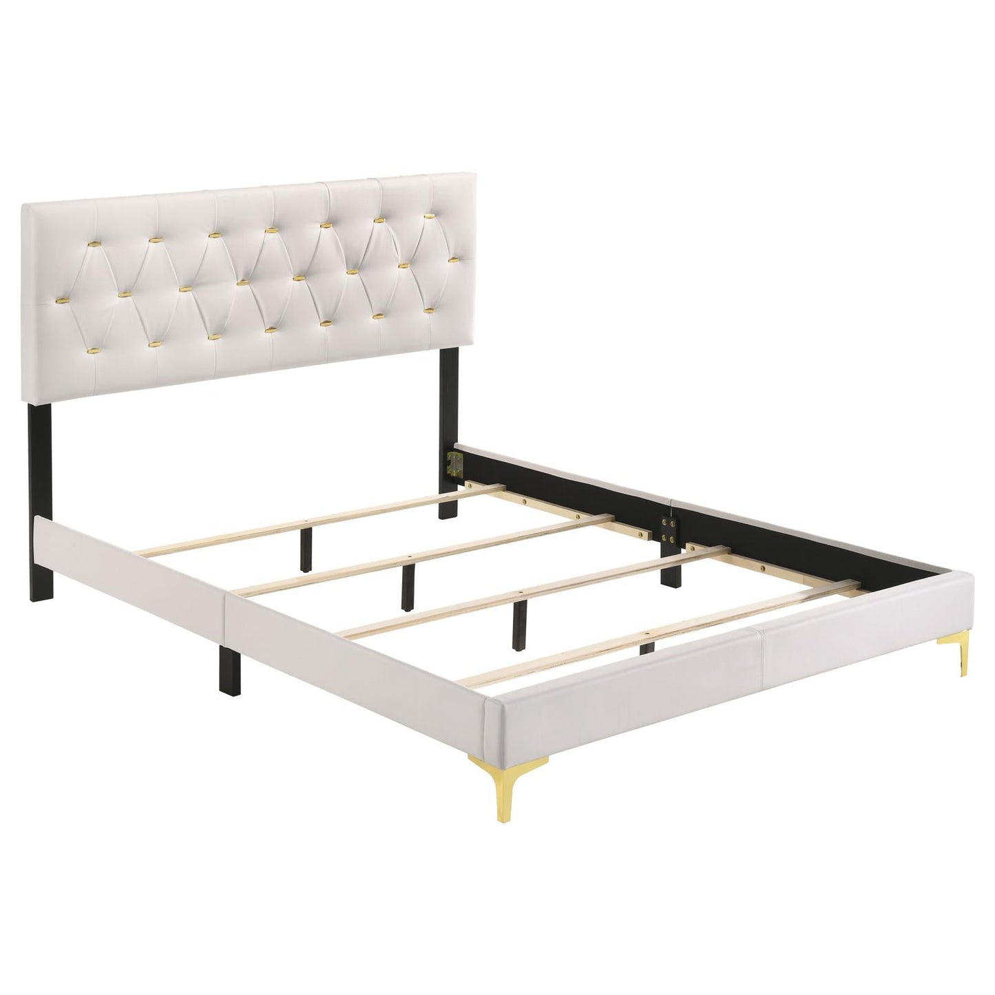 Kendall Tufted Upholstered Panel Eastern King Bed White - 224401KE - Luna Furniture - Dallas Store