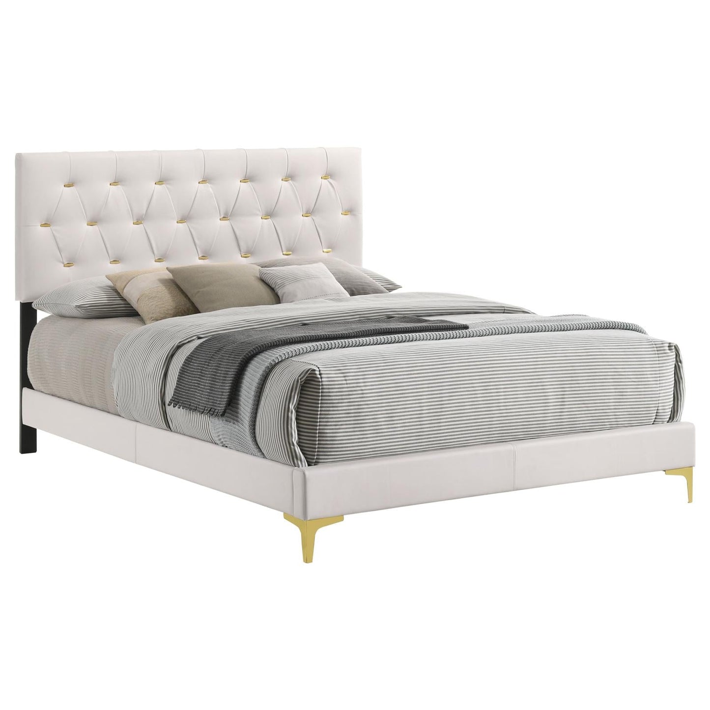 Kendall Tufted Upholstered Panel Eastern King Bed White - 224401KE - Luna Furniture - Dallas Store