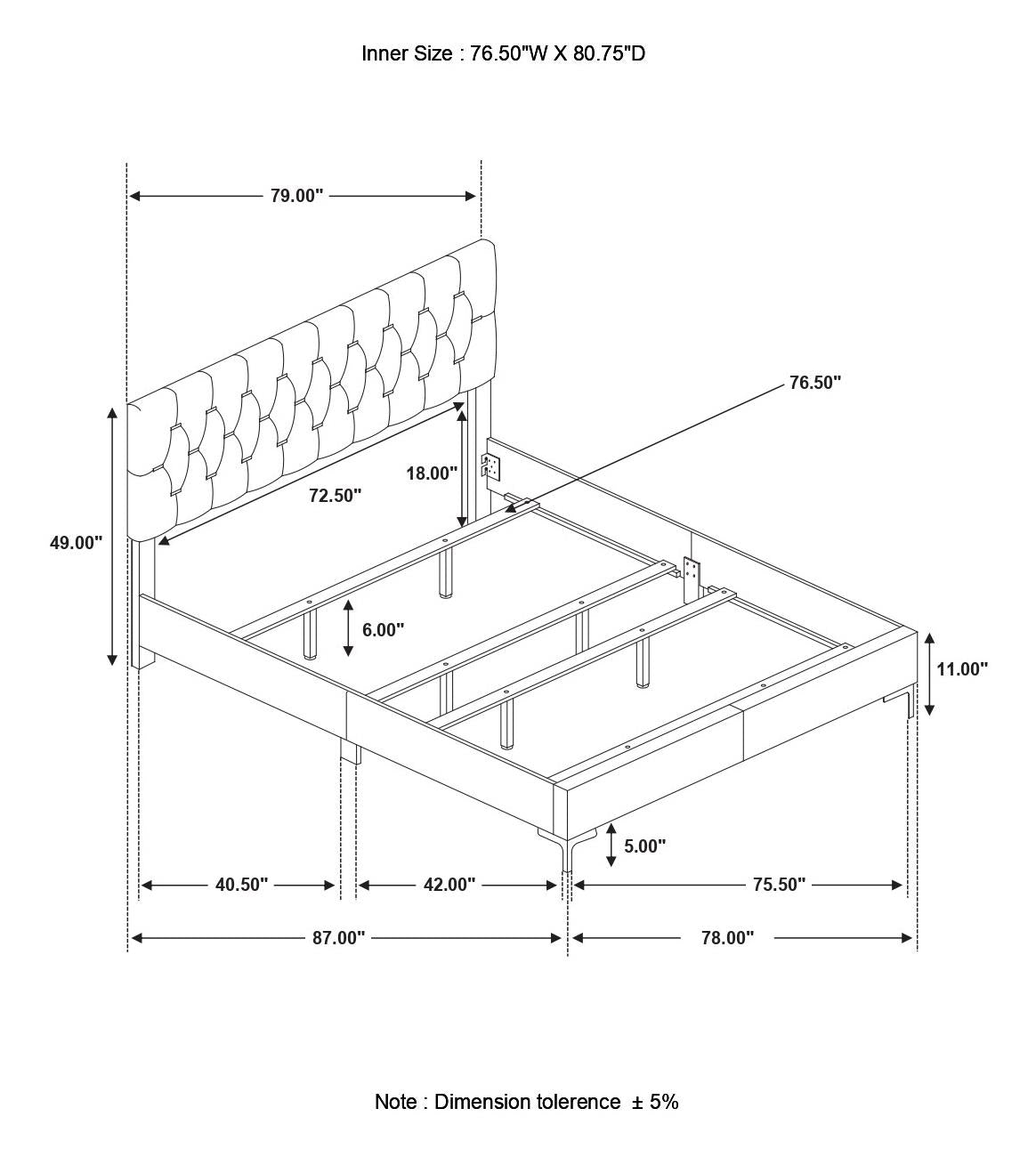 Kendall Tufted Upholstered Panel Eastern King Bed White - 224401KE - Luna Furniture - Dallas Store
