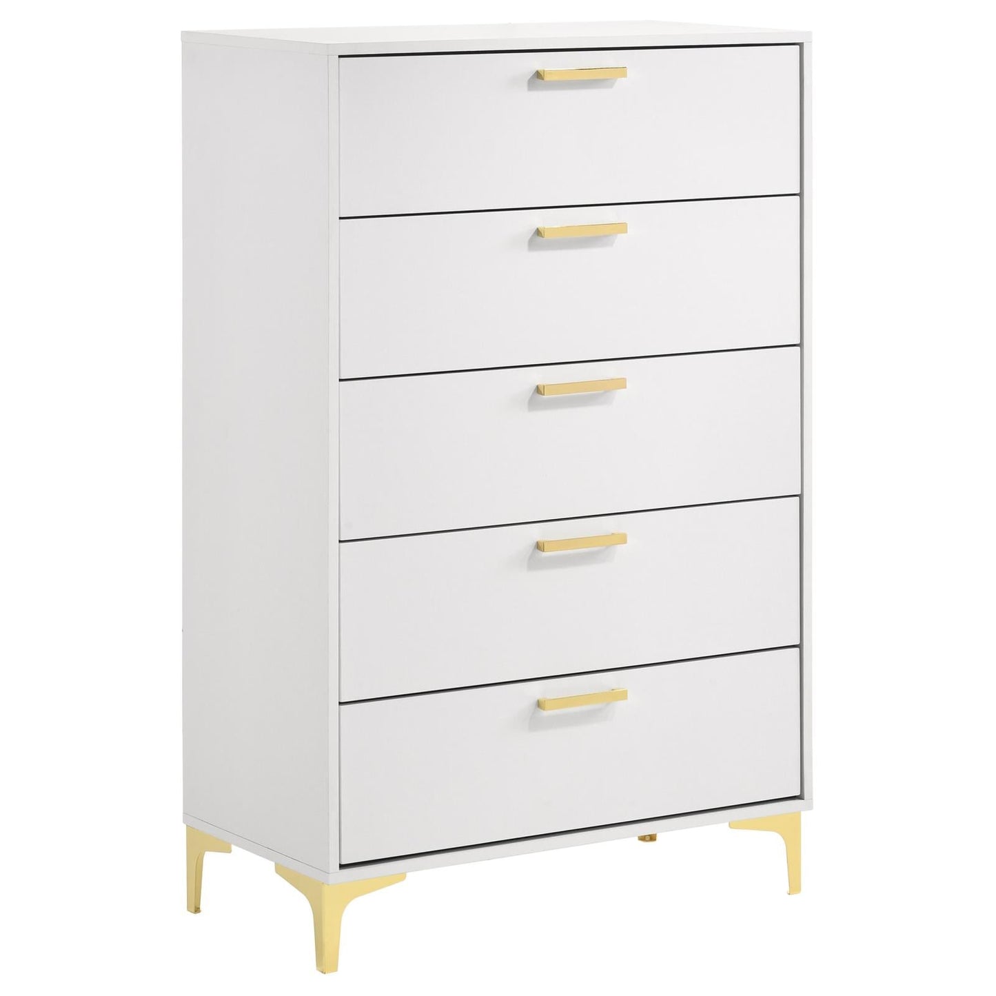 Kendall White 5-Drawer Chest - 224405 - Luna Furniture - Dallas Store