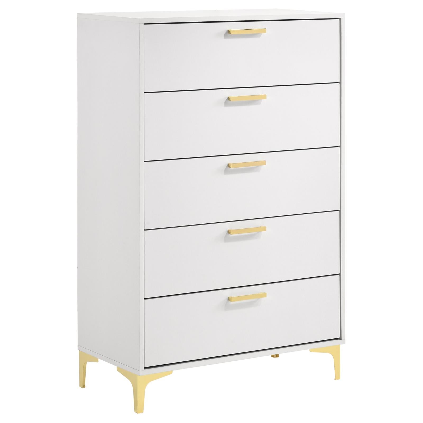 Kendall White 5-Drawer Chest - 224405 - Luna Furniture - Dallas Store