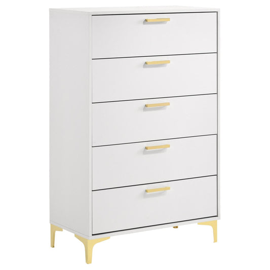 Kendall White 5-Drawer Chest - 224405 - Luna Furniture - Dallas Store