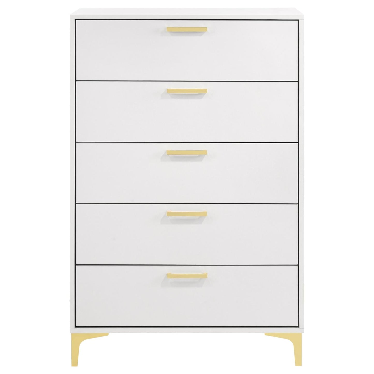 Kendall White 5-Drawer Chest - 224405 - Luna Furniture - Dallas Store