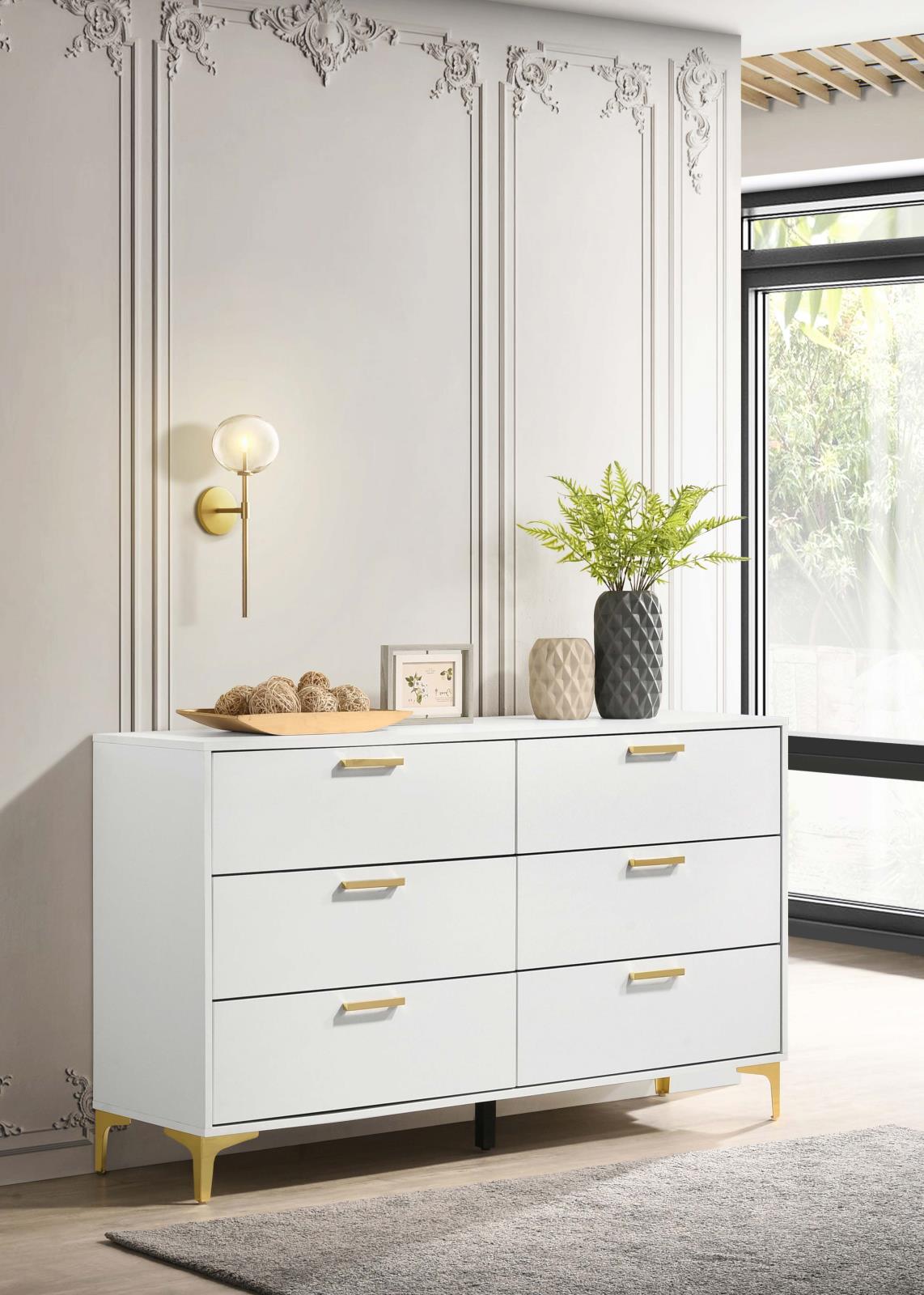 Kendall White 6-Drawer Dresser - 224403 - Luna Furniture - Dallas Store