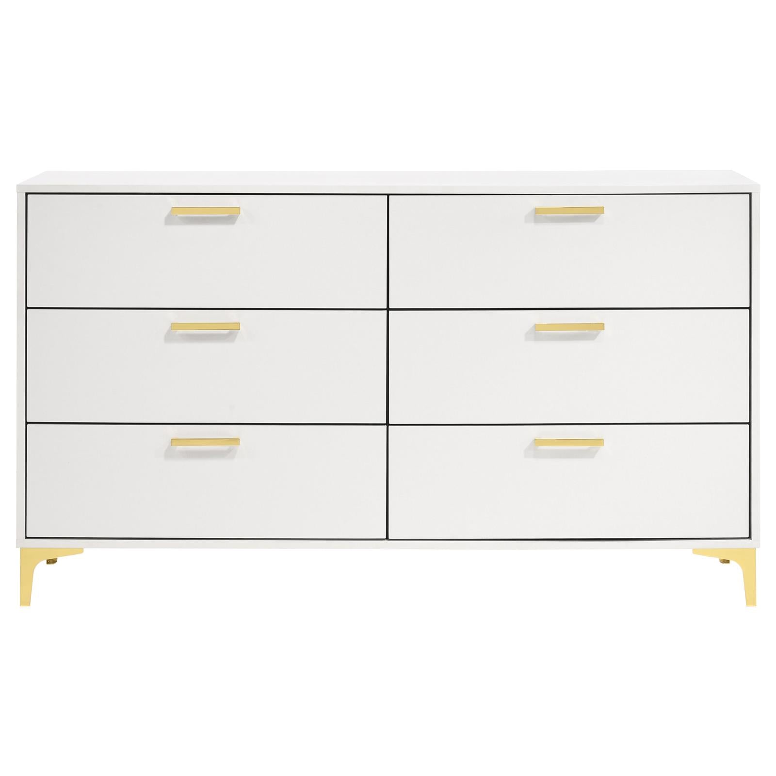Kendall White 6-Drawer Dresser - 224403 - Luna Furniture - Dallas Store