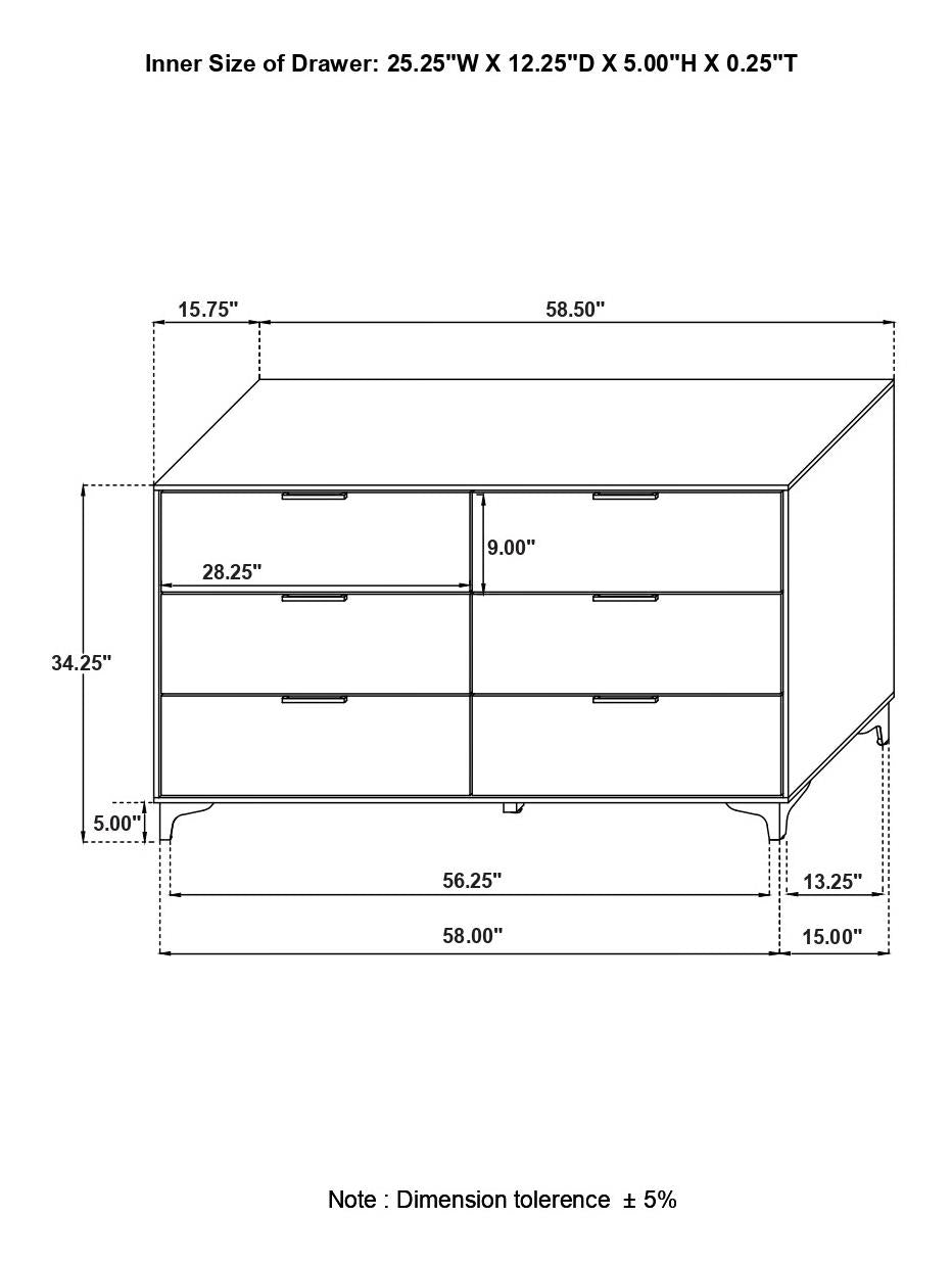 Kendall White 6-Drawer Dresser - 224403 - Luna Furniture - Dallas Store
