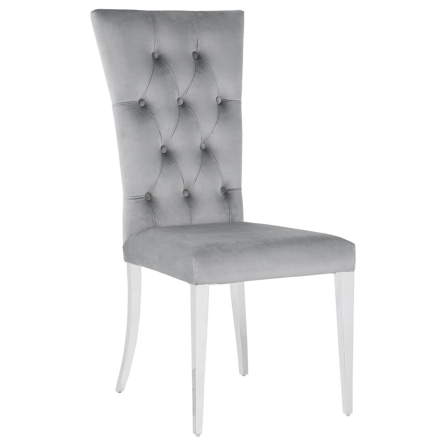 Kerwin Gray/Chrome Tufted Upholstered Side Chair, Set of 2 - 111103 - Luna Furniture - Dallas Store