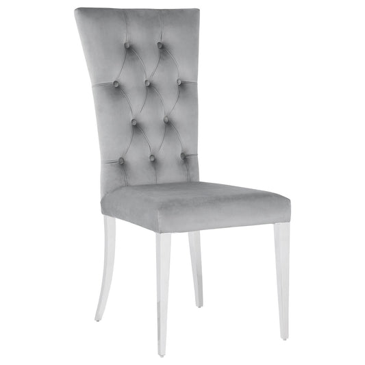 Kerwin Gray/Chrome Tufted Upholstered Side Chair, Set of 2 - 111103 - Luna Furniture - Dallas Store
