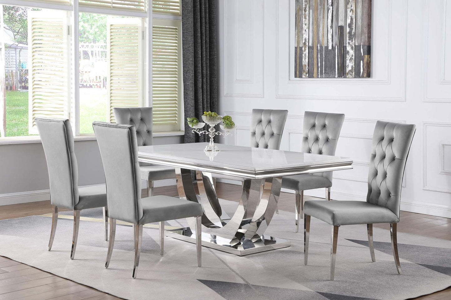 Kerwin Gray/Chrome Tufted Upholstered Side Chair, Set of 2 - 111103 - Luna Furniture - Dallas Store