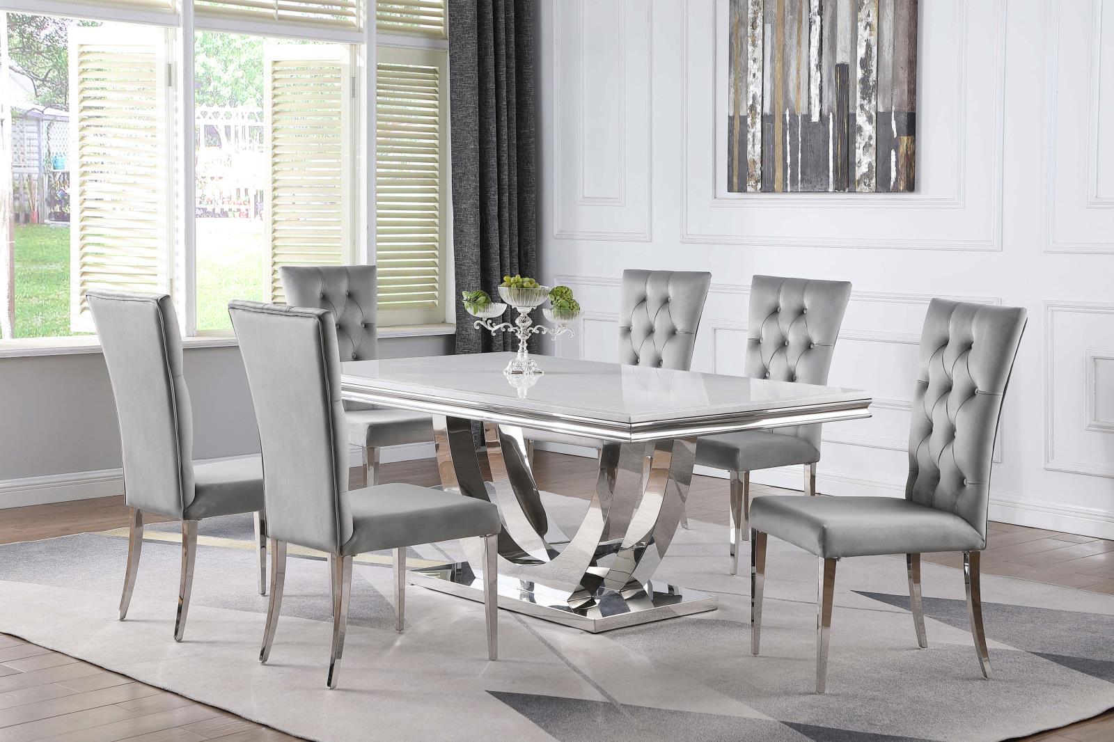 Kerwin Gray/Chrome Tufted Upholstered Side Chair, Set of 2 - 111103 - Luna Furniture - Dallas Store
