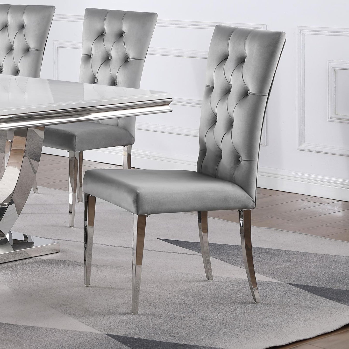 Kerwin Gray/Chrome Tufted Upholstered Side Chair, Set of 2 - 111103 - Luna Furniture - Dallas Store