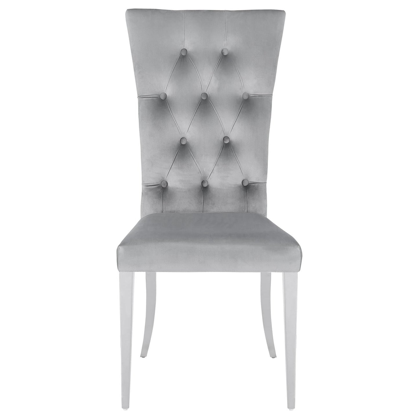 Kerwin Gray/Chrome Tufted Upholstered Side Chair, Set of 2 - 111103 - Luna Furniture - Dallas Store