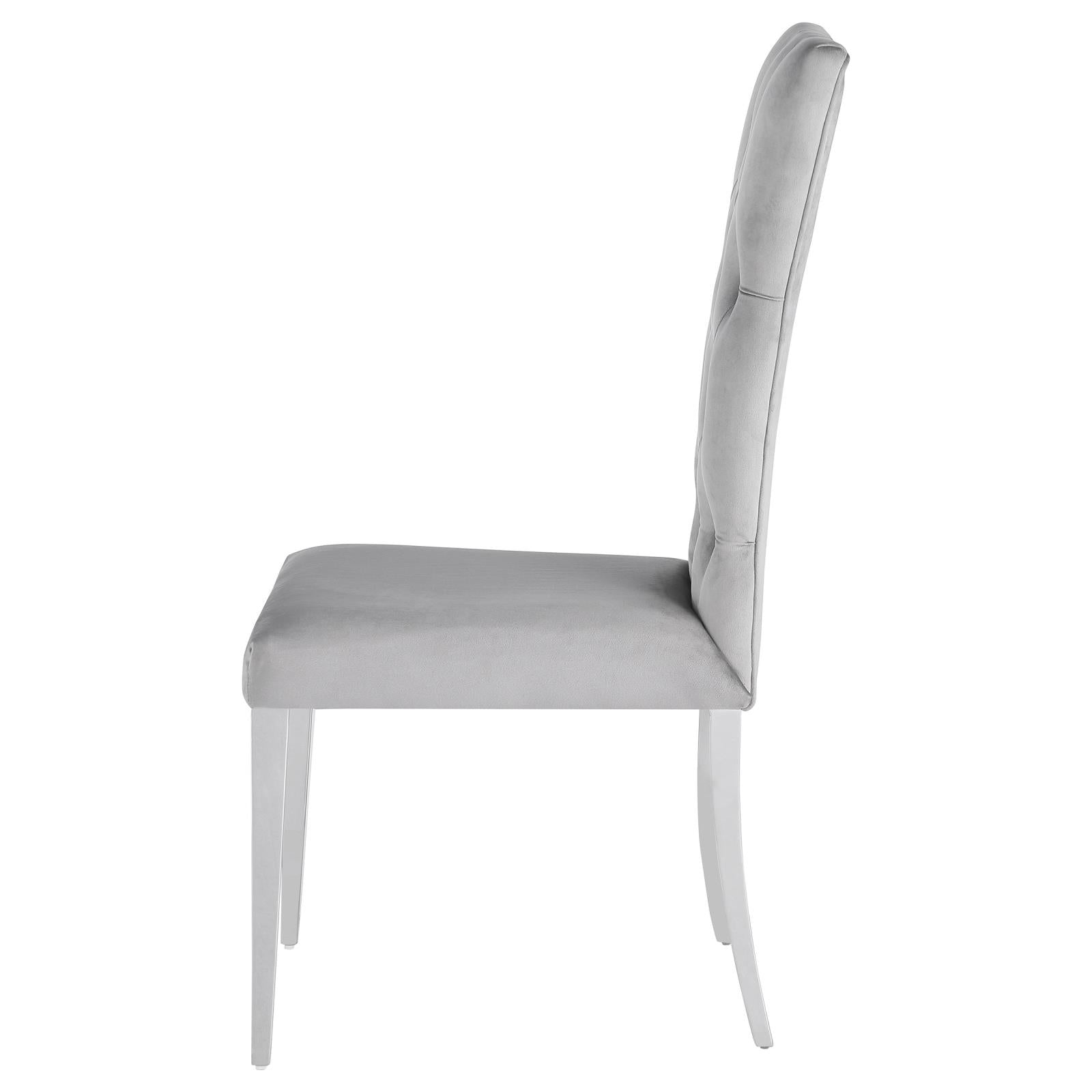 Kerwin Gray/Chrome Tufted Upholstered Side Chair, Set of 2 - 111103 - Luna Furniture - Dallas Store