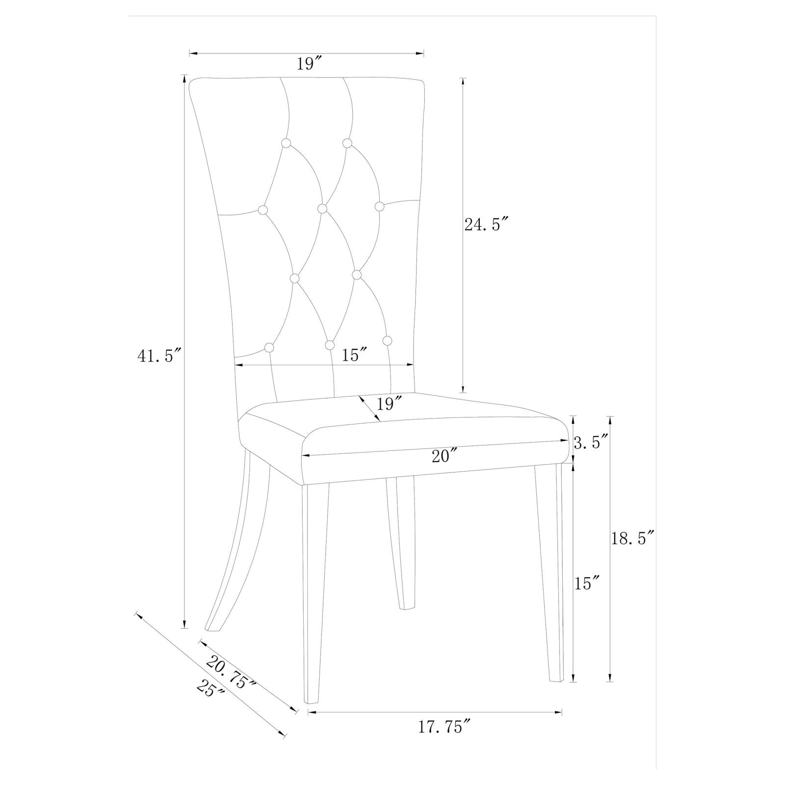 Kerwin Gray/Chrome Tufted Upholstered Side Chair, Set of 2 - 111103 - Luna Furniture - Dallas Store