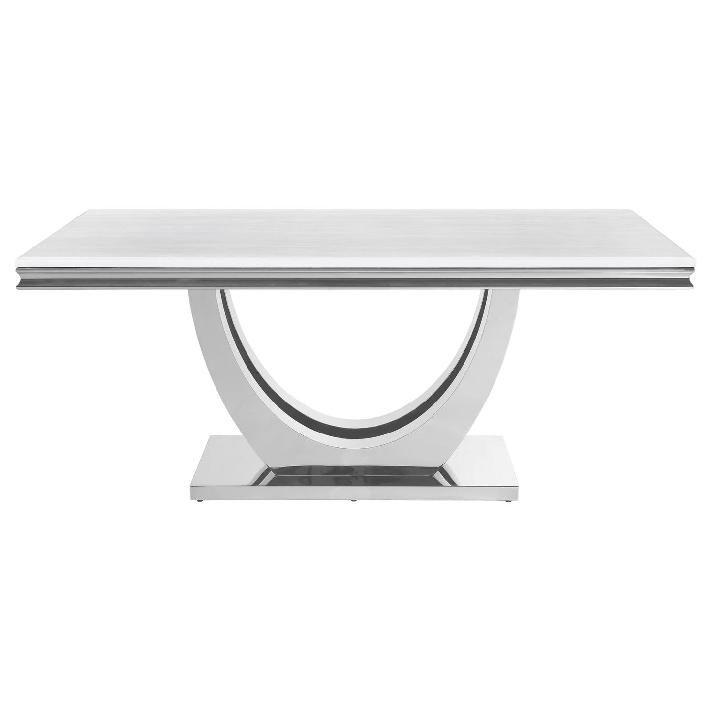 Kerwin White/Chrome Rectangle Faux Marble Top Dining Table - 111101 - Luna Furniture - Dallas Store