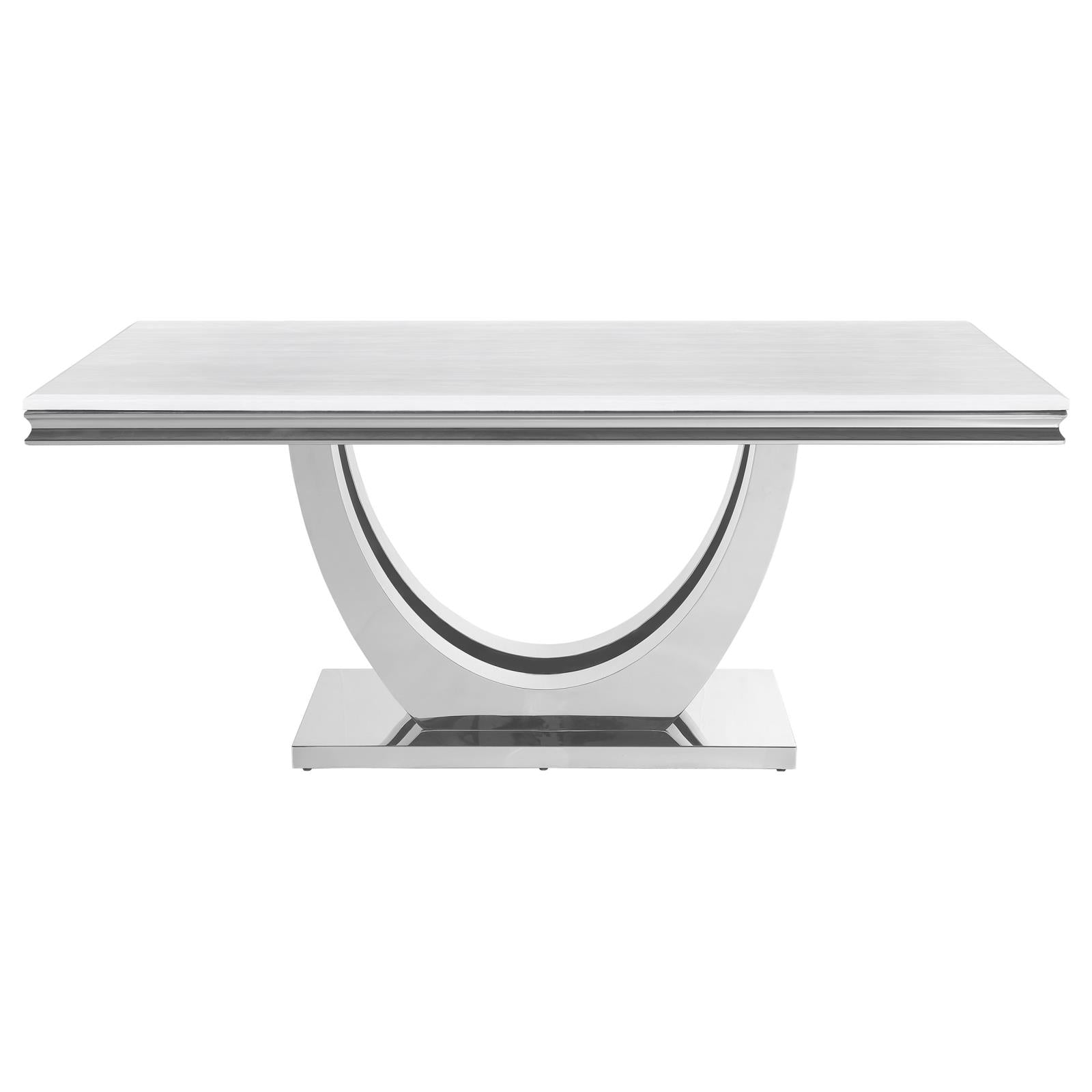 Kerwin White/Chrome Rectangle Faux Marble Top Dining Table - 111101 - Luna Furniture - Dallas Store