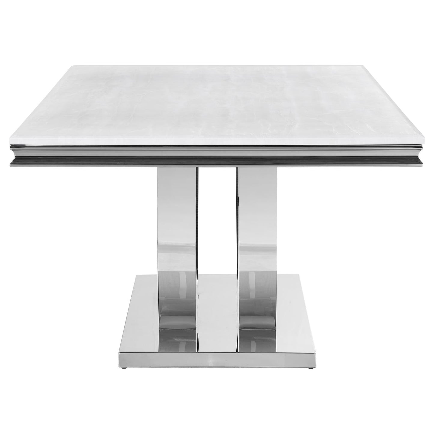 Kerwin White/Chrome Rectangle Faux Marble Top Dining Table - 111101 - Luna Furniture - Dallas Store