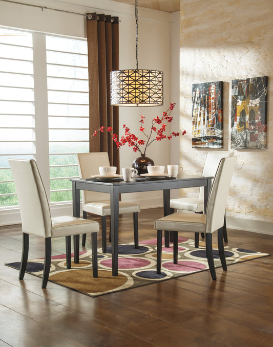 Kimonte Dark Brown/Ivory 5-Piece Rectangular Dining Set - SET | D250-25 | D250-01(2) - Luna Furniture - Dallas Store