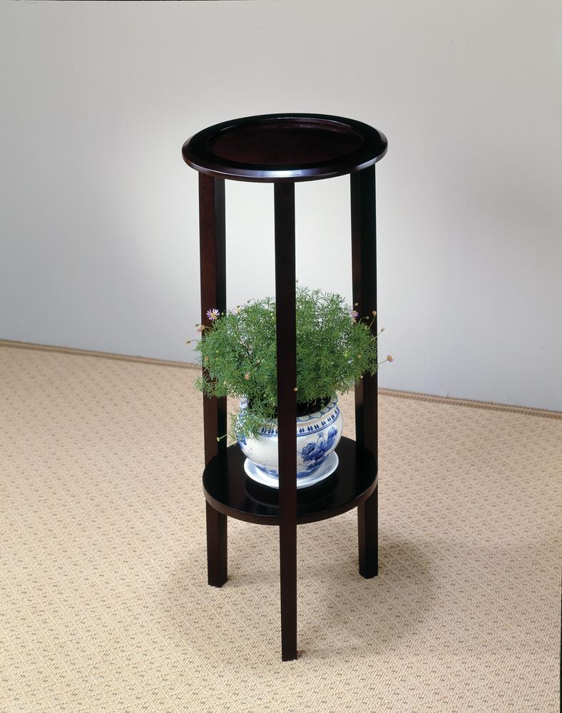 Kirk Espresso Round Accent Table with Bottom Shelf - 900936 - Luna Furniture - Dallas Store