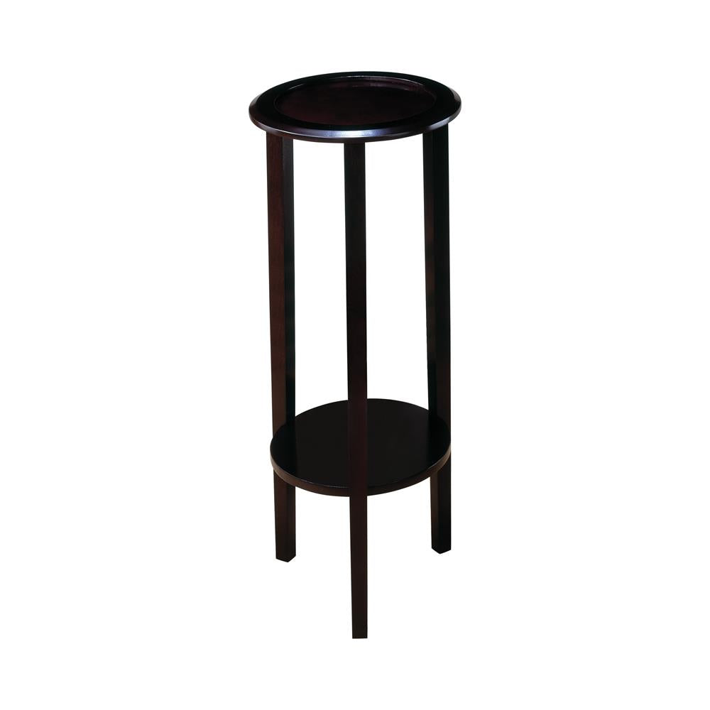Kirk Espresso Round Accent Table with Bottom Shelf - 900936 - Luna Furniture - Dallas Store