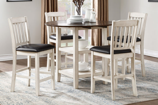 Kiwi White Wash Counter Height Set - SET | 5162WW-36 | 5162WW-24(2) - Luna Furniture - Dallas Store