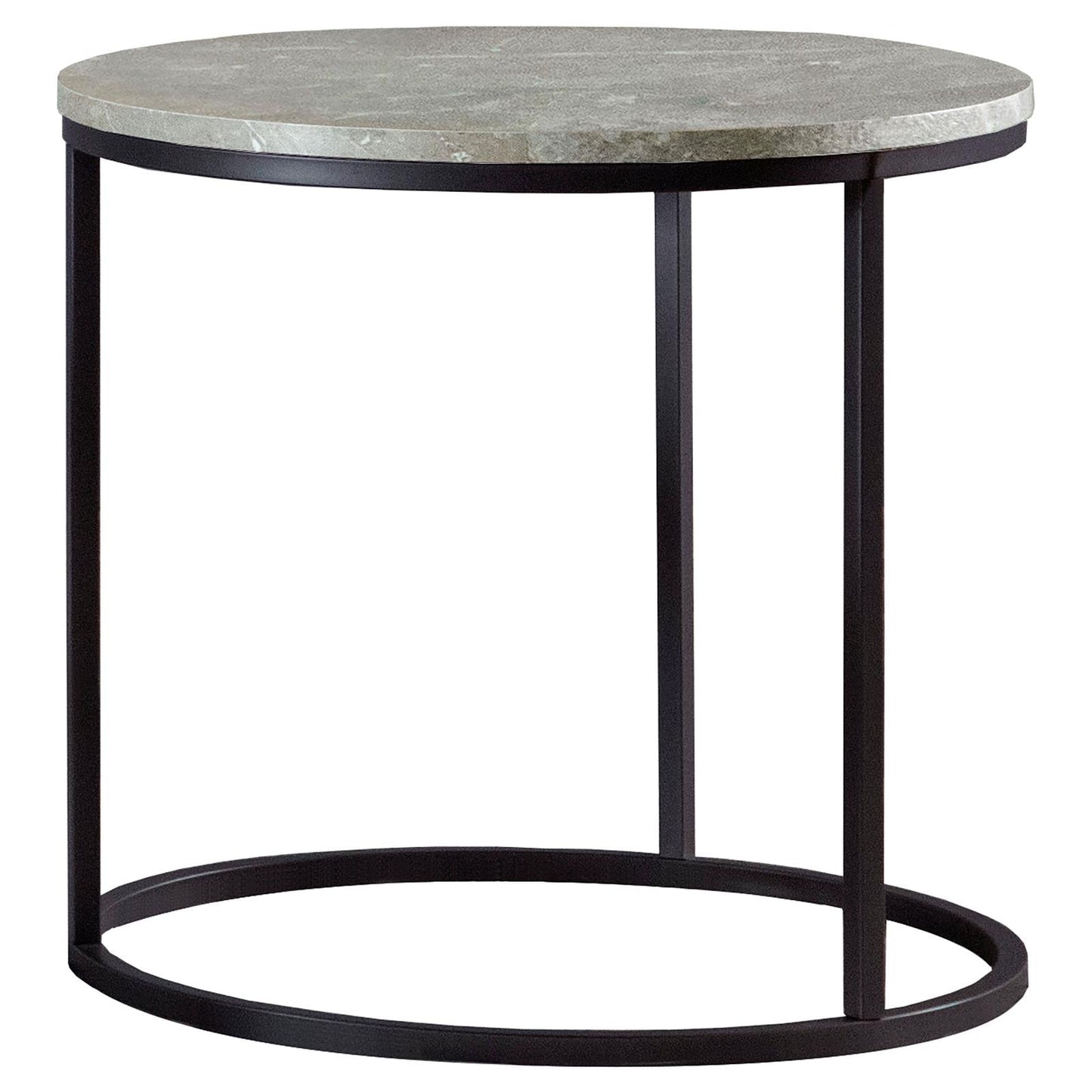 Lainey Faux Marble Round Top End Table Gray/Gunmetal - 736027 - Luna Furniture - Dallas Store