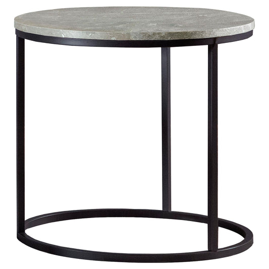 Lainey Faux Marble Round Top End Table Gray/Gunmetal - 736027 - Luna Furniture - Dallas Store