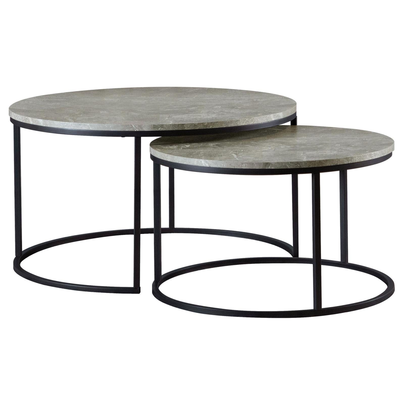 Lainey Gray/Gunmetal Round 2-Piece Nesting Coffee Table - 736028 - Luna Furniture - Dallas Store