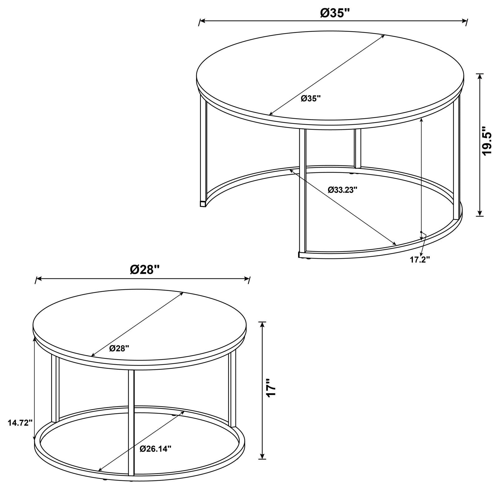 Lainey Gray/Gunmetal Round 2-Piece Nesting Coffee Table - 736028 - Luna Furniture - Dallas Store