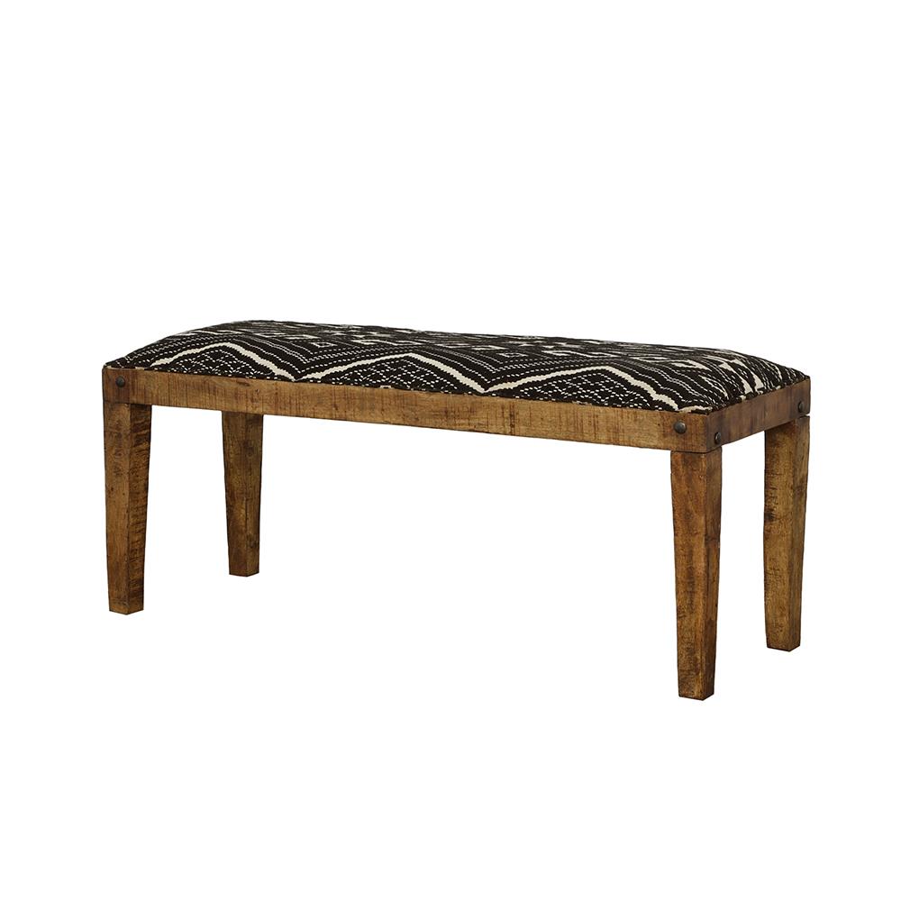 Lamont Natural/Navy Rectangular Upholstered Bench - 910177 - Luna Furniture - Dallas Store