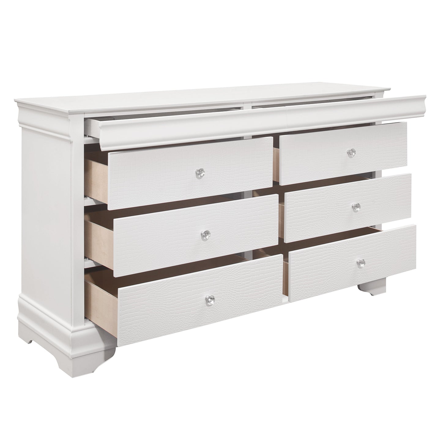 Lana White LED Upholstered Panel Youth Bedroom Set - SET | 1556WT-1 | 1556WF-3 | 1556W-4 | 1556W-9 - Luna Furniture - Dallas Store