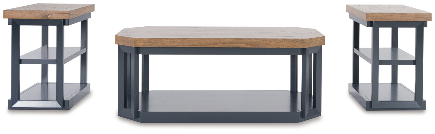LANDOCKEN Brown/Blue Table, Set of 3 - T402-13 - Luna Furniture - Dallas Store