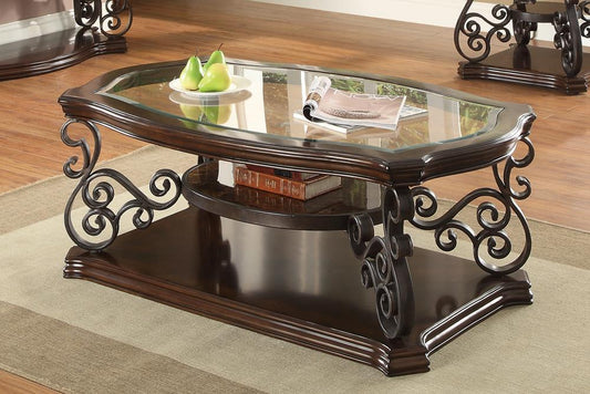 Laney Deep Merlot/Clear Coffee Table - 702448 - Luna Furniture - Dallas Store