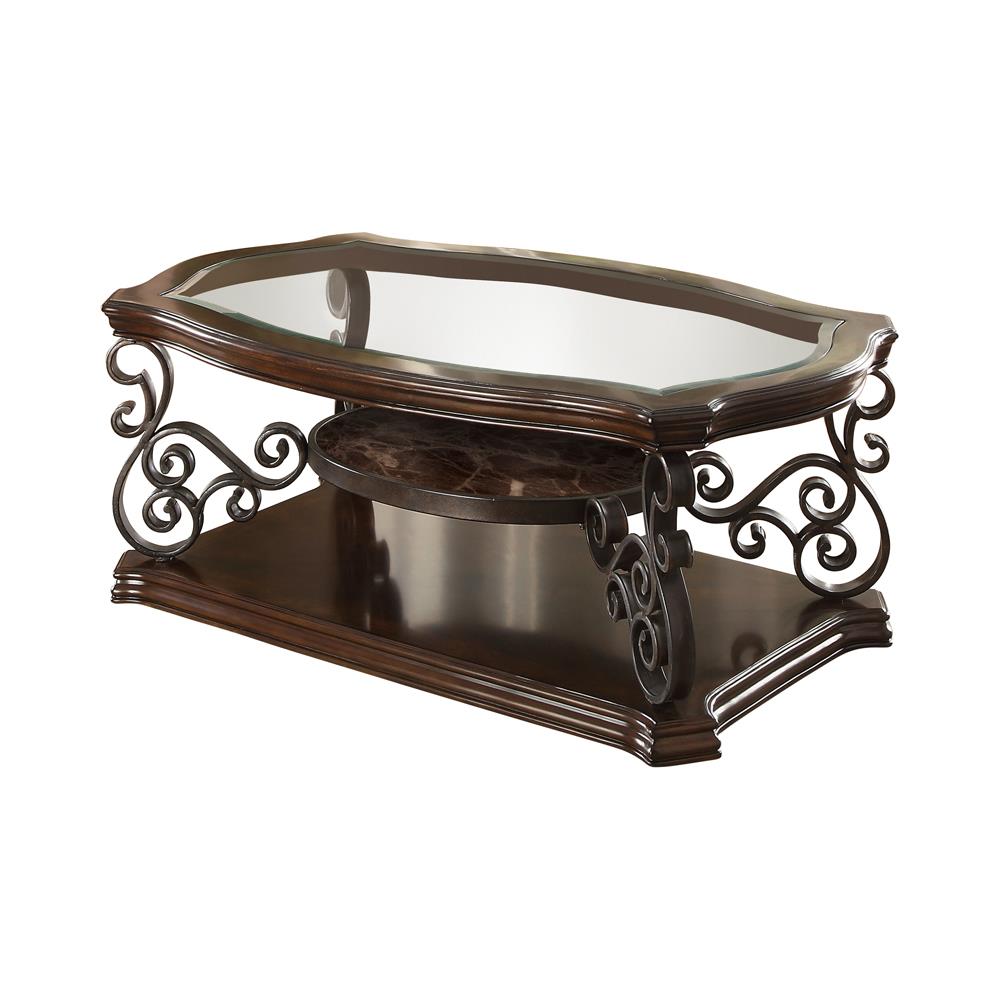 Laney Deep Merlot/Clear Coffee Table - 702448 - Luna Furniture - Dallas Store