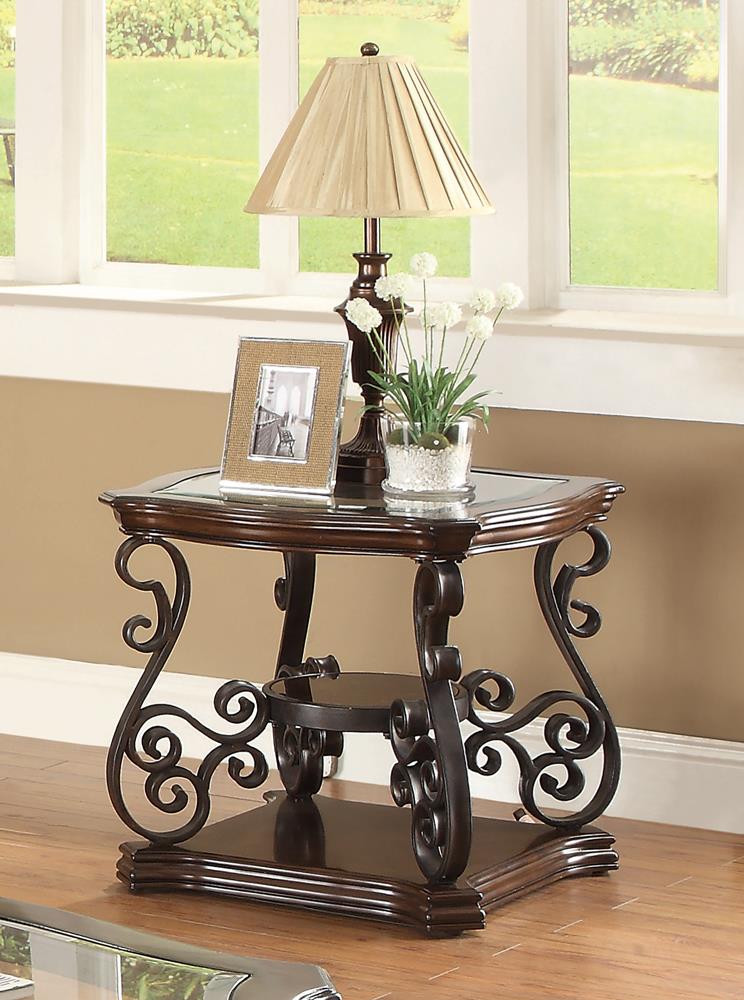 Laney End Table Deep Merlot/Clear - 702447 - Luna Furniture - Dallas Store