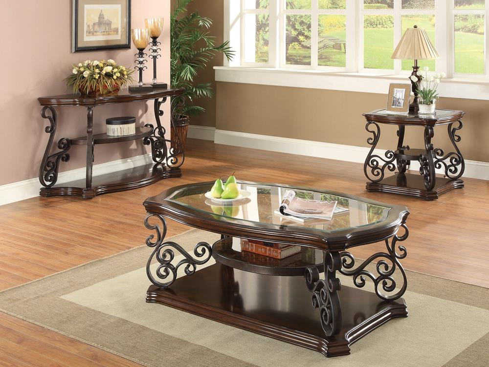 Laney Sofa Table Deep Merlot/Clear - 702449 - Luna Furniture - Dallas Store