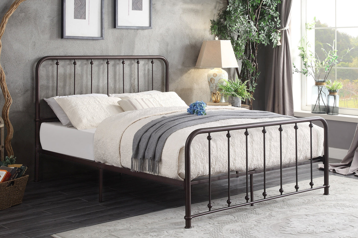 Larkspur Antique Bronze Full Metal Platform Bed - 1638F-1 - Luna Furniture - Dallas Store