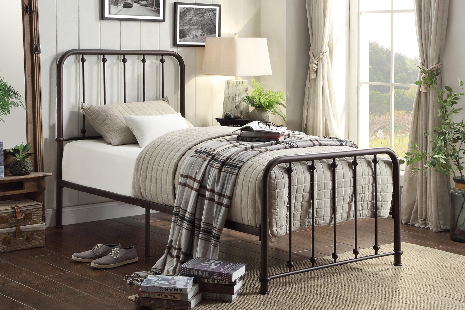 Larkspur Antique Bronze Twin Metal Platform Bed - 1638T-1 - Luna Furniture - Dallas Store