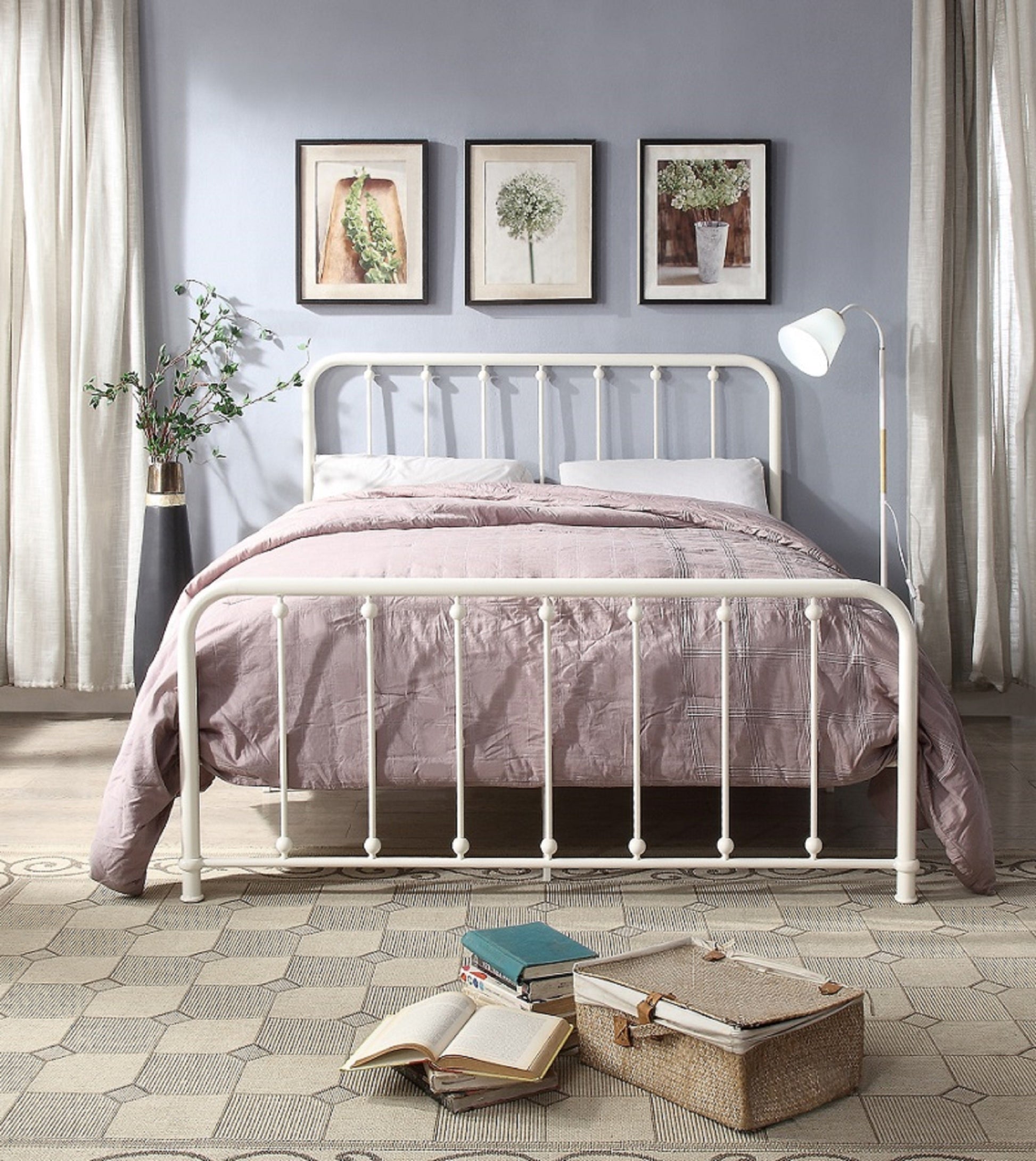 Larkspur White Queen Metal Platform Bed - 1638W-1 - Luna Furniture - Dallas Store