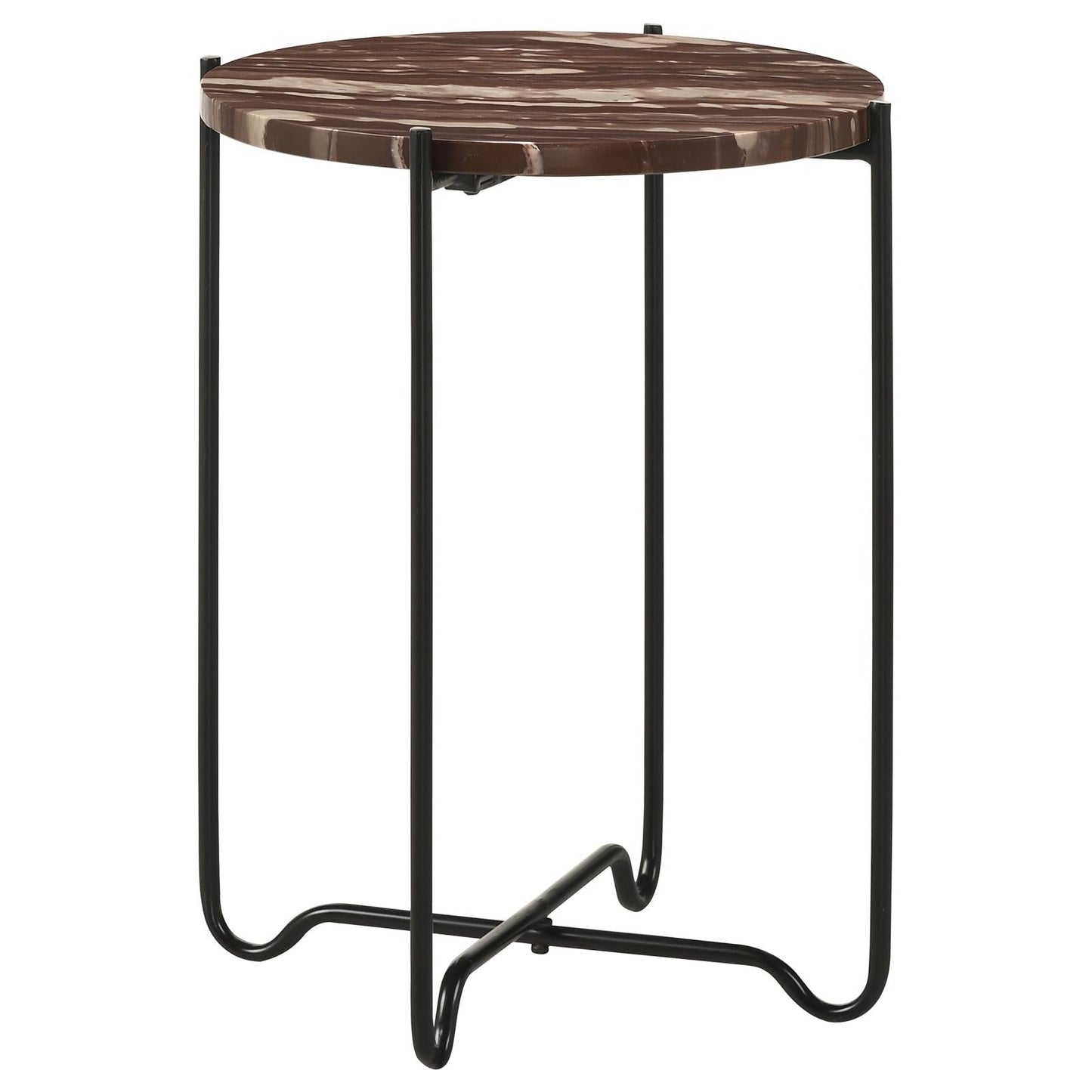 Latifa Red/Black Round Accent Table with Marble Top - 936010 - Luna Furniture - Dallas Store