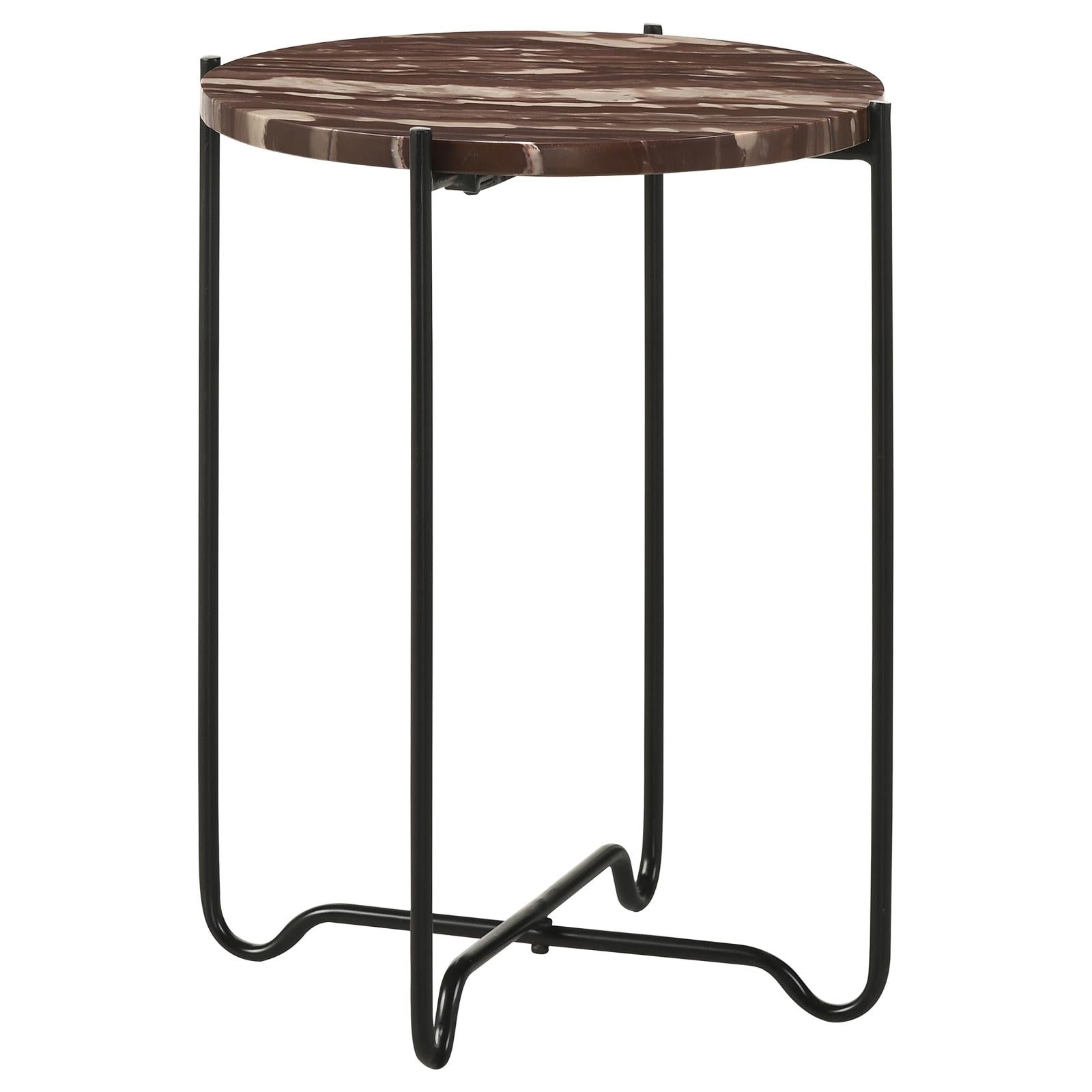 Latifa Red/Black Round Accent Table with Marble Top - 936010 - Luna Furniture - Dallas Store