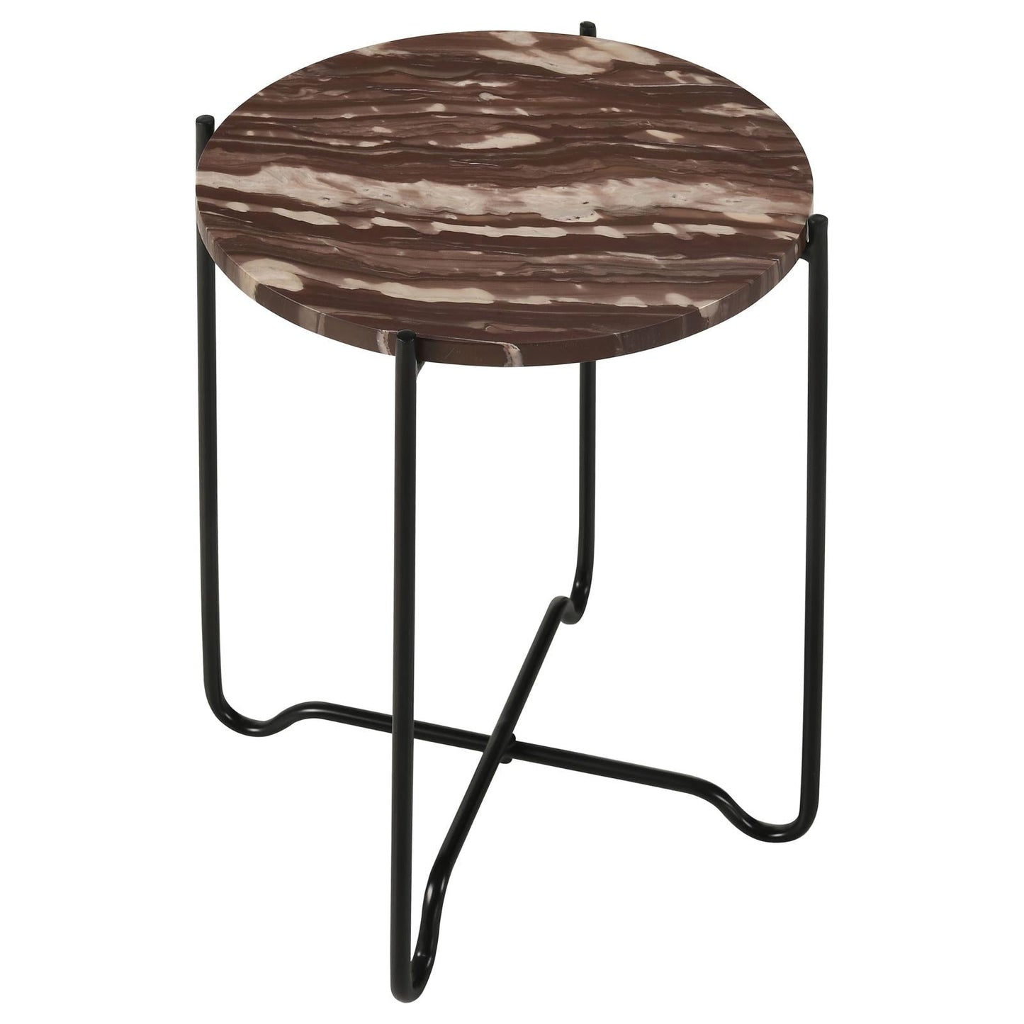 Latifa Red/Black Round Accent Table with Marble Top - 936010 - Luna Furniture - Dallas Store