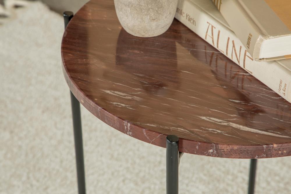 Latifa Red/Black Round Accent Table with Marble Top - 936010 - Luna Furniture - Dallas Store