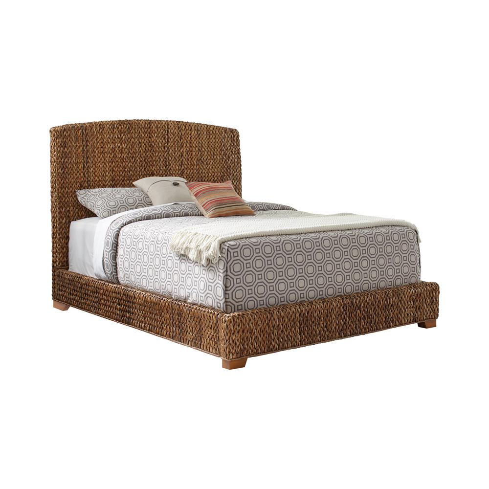 Laughton Eastern King Hand-Woven Banana Leaf Bed Amber - 300501KE - Luna Furniture - Dallas Store