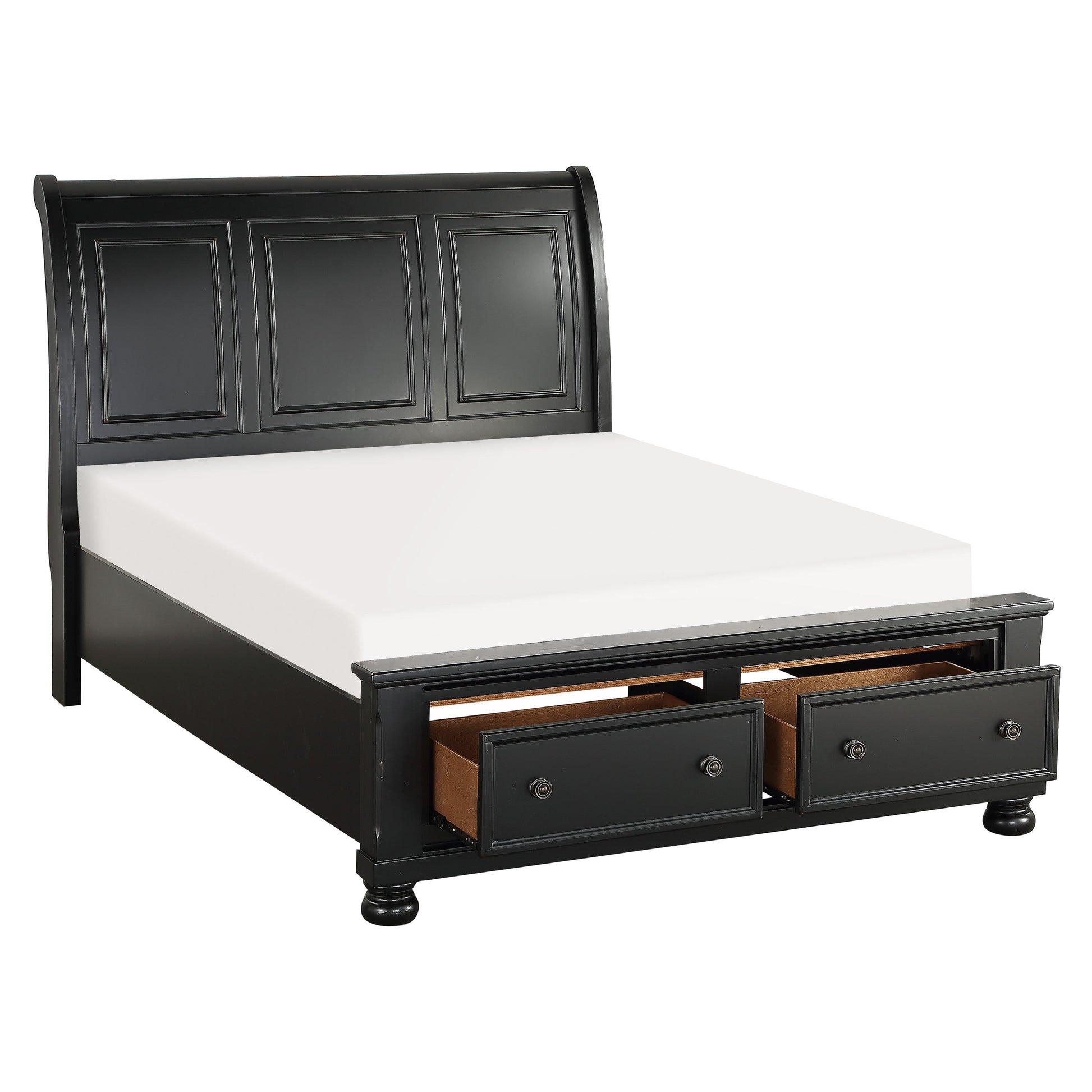 Laurelin Black King Sleigh Storage Platform Bed - SET | 1714KBK-1 | 1714KBK-2 | 1714BK-3 - Luna Furniture - Dallas Store