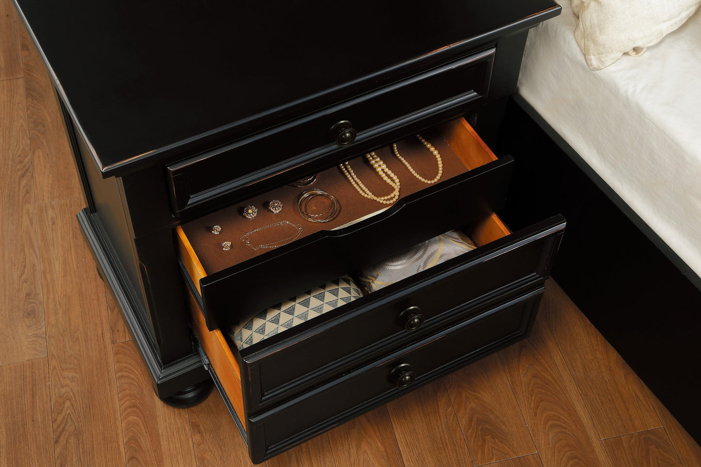 Laurelin Black Nightstand - 1714BK-4 - Luna Furniture - Dallas Store